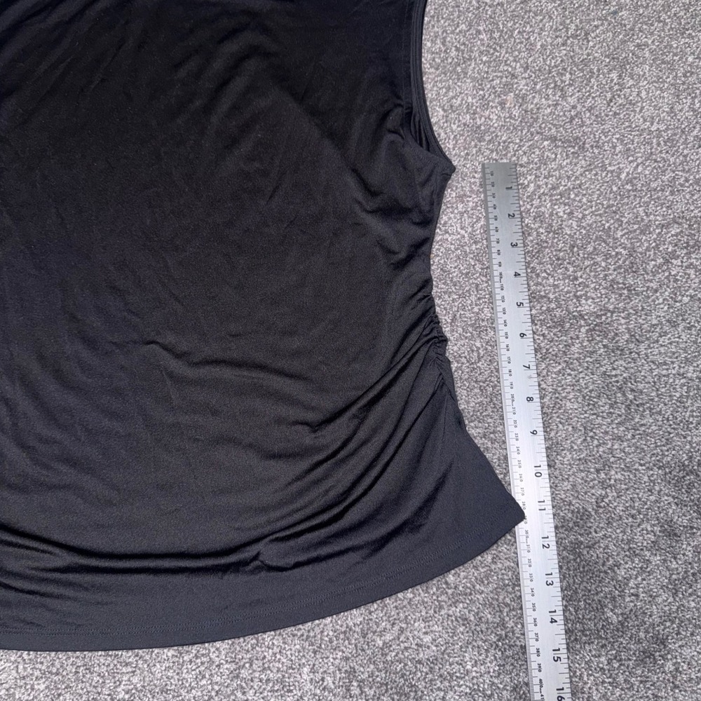 H&M Women's Black Sleeveless Boatneck Blouse w/ Ruched Side Seams Size XL - Picture 4 of 9